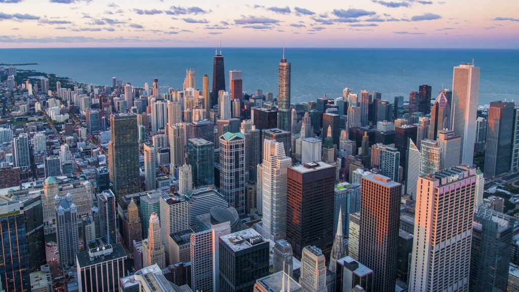 City business district and trade center